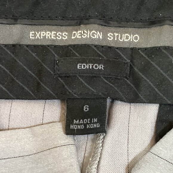 EXPRESS Design Studio Editor Pant Sz 6 Gray Pinstripe #307F - Picture 6 of 7